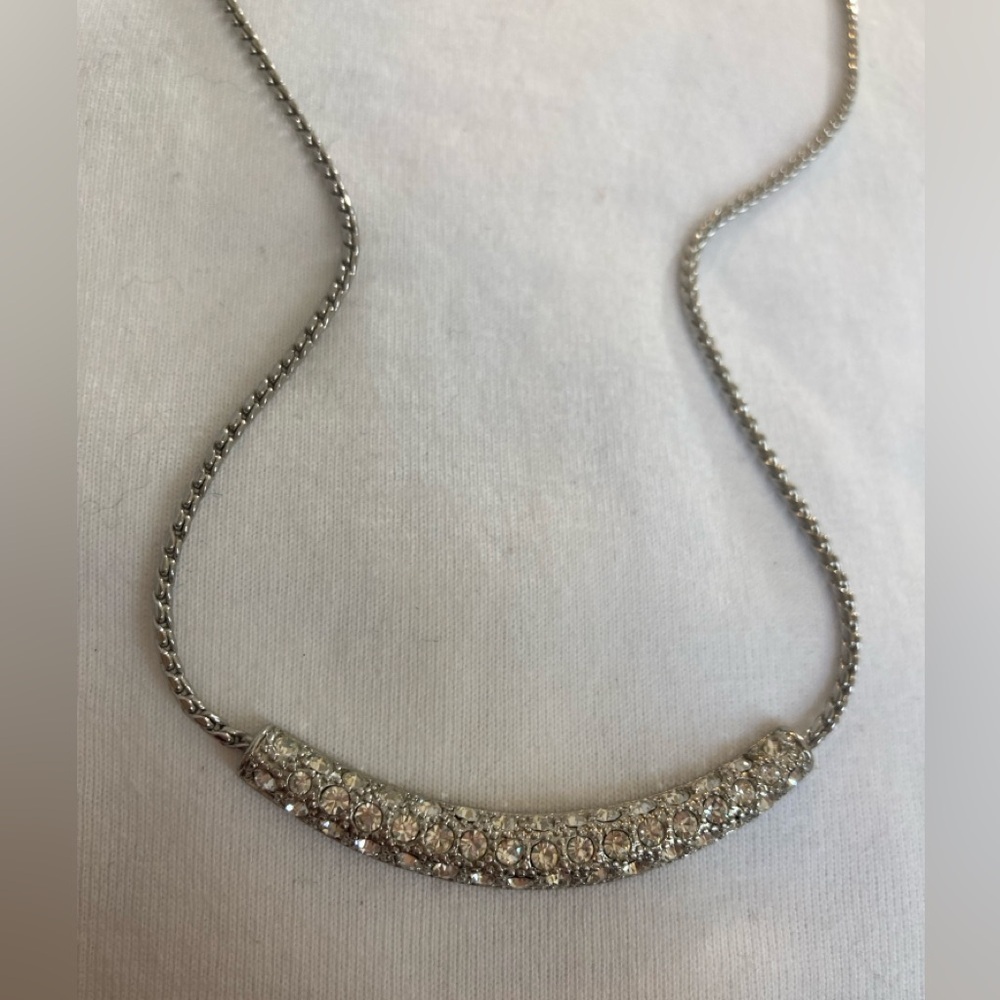 Bar Necklace with Clear Stones